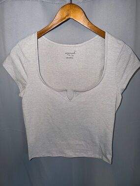 Urban Outfitters grey Scoop Neck Crop Top with Keyhole 90s NWOT Activewear XL